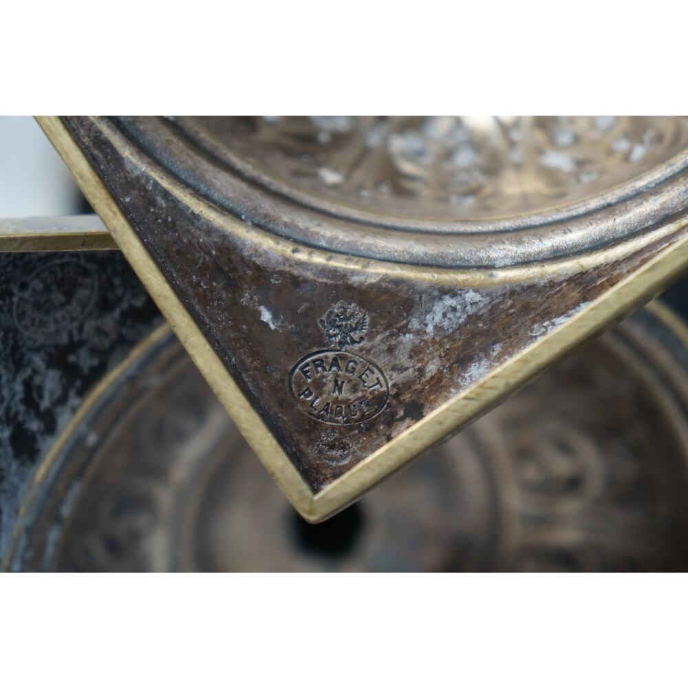 Antique Fraget N Plaque Candlesticks Russian/Polish Judaica 1899 Marked eagle - Picture 9 of 10